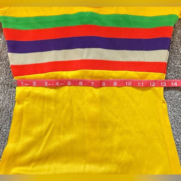 1970s Young Innocent by Arpeja Maxi Dress Polyester Yellow Striped Vintage Sz S - Picture 9 of 11